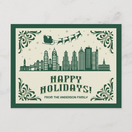 Prettige feestdagen Briefkaart Philadelphia PA Sky (Voorkant)