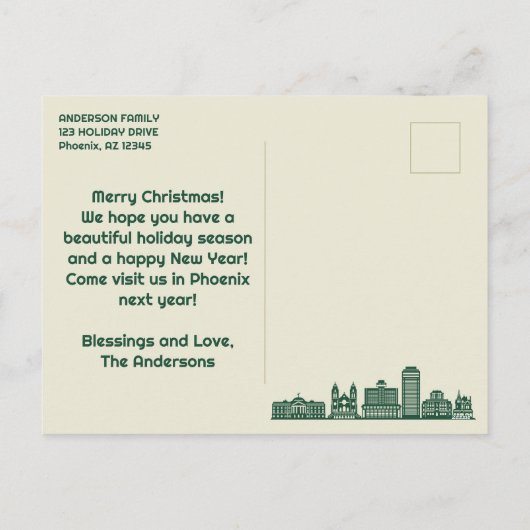 Prettige feestdagen Briefkaart Phoenix, Verenigde  (Achterkant)