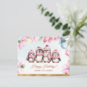 Prettige feestdagen Briefkaart Pinguïnfamilie (Staand voorkant)