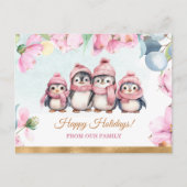Prettige feestdagen Briefkaart Pinguïnfamilie (Voorkant)