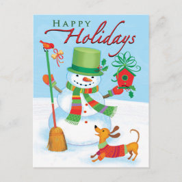 Prettige feestdagen Briefkaart Teckel Snowman