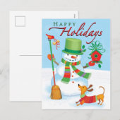 Prettige feestdagen Briefkaart Teckel Snowman (Voorkant / Achterkant)