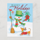 Prettige feestdagen Briefkaart Teckel Snowman (Voorkant)