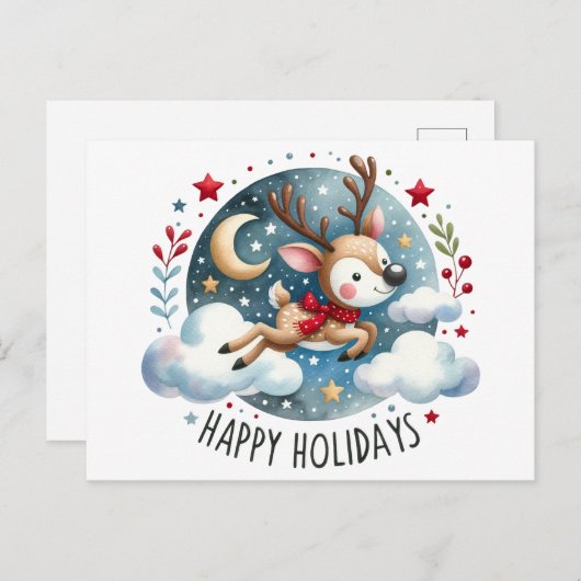 Prettige feestdagen Briefkaart van rendieren (Voorkant / Achterkant)