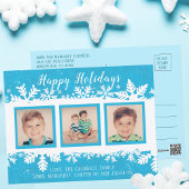 prettige feestdagen Bright Blue Snowflakes 3 Foto Briefkaart