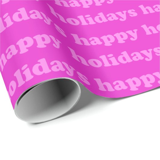 prettige feestdagen | Bright Fuchsia Pink Typograf Cadeaupapier (Rol Hoek)