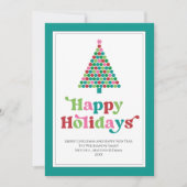 Prettige feestdagen Bright Fun Retro Kerstboom Feestdagenkaart (Voorkant)