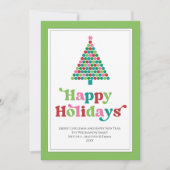 Prettige feestdagen Bright Fun Retro Kerstboom Feestdagenkaart (Voorkant)