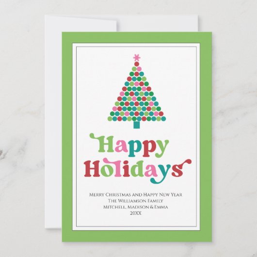 Prettige feestdagen Bright Fun Retro Kerstboom Feestdagenkaart (Voorkant)