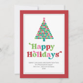 Prettige feestdagen Bright Fun Retro Kerstboom Feestdagenkaart (Voorkant)