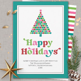 Prettige feestdagen Bright Fun Retro Kerstboom Feestdagenkaart