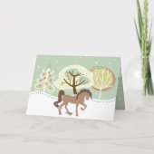 prettige feestdagen Brown Horse Snowy Winter Kerst (Achterkant)