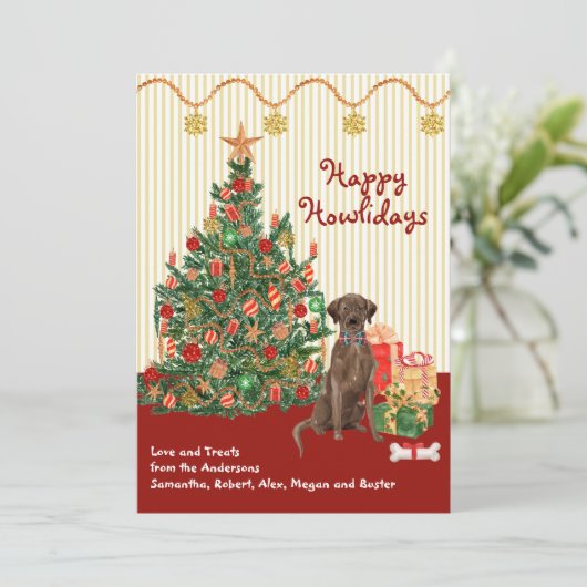 prettige feestdagen Brown Labrador Retriever Tree (Staand voorkant)