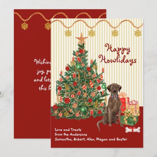 prettige feestdagen Brown Labrador Retriever Tree (Voorkant / Achterkant)