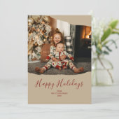 Prettige feestdagen Bruin minimalistisch 2 foto Feestdagenkaart (Staand voorkant)