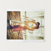 Prettige feestdagen bruin voeg koppel foto naam da wandkleed (Voorkant (horizontaal))