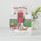 prettige feestdagen bruine Dachshund Rood van fiet (Staand voorkant)