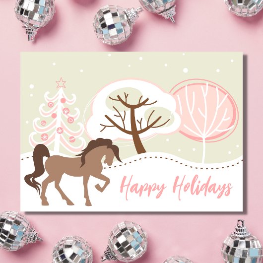 prettige feestdagen bruine paarse roze winterkerst