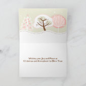 prettige feestdagen bruine paarse roze winterkerst kaart (Binnen)