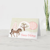 prettige feestdagen bruine paarse roze winterkerst kaart (Voorkant)