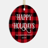 Prettige feestdagen Buffalo Bekijk de familiefoto Keramisch Ornament (Rechts)