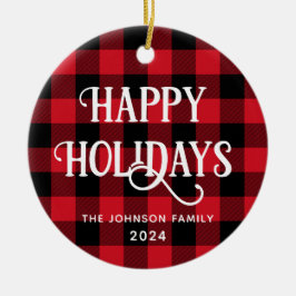 Prettige feestdagen Buffalo Bekijk de familiefoto Keramisch Ornament