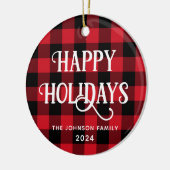 Prettige feestdagen Buffalo Bekijk de familiefoto Keramisch Ornament (Links)