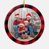 Prettige feestdagen Buffalo Bekijk de familiefoto Keramisch Ornament (Achterkant)