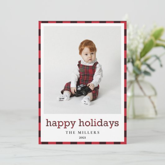 prettige feestdagen Buffalo met kerstkaart (Staand voorkant)