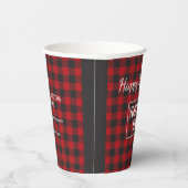 Prettige feestdagen Buffalo Plaid Business Logo Co Papieren Bekers (Rechts)