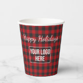 Prettige feestdagen Buffalo Plaid Business Logo Co Papieren Bekers (Voorkant)