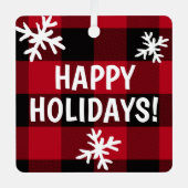 prettige feestdagen Buffalo Plaid Snowflake Metalen Ornament (Voorkant)