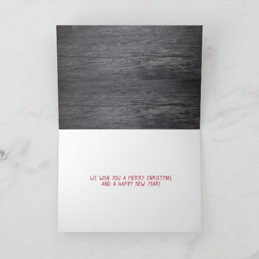 prettige feestdagen buffelvlecht op grijs hout kaart (Binnen)