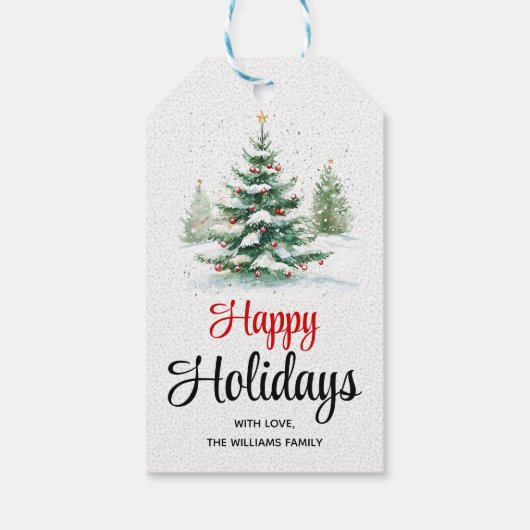 Prettige feestdagen Buiten kerstboom Cadeaulabel (Achterkant)