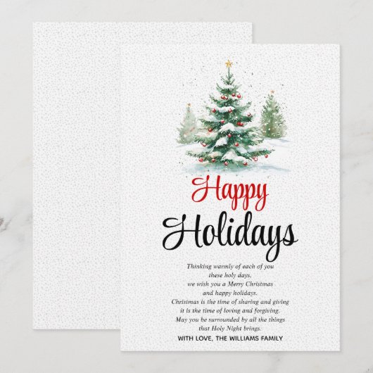 Prettige feestdagen Buiten kerstboom Feestdagenkaart (Voorkant / Achterkant)