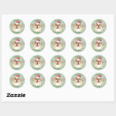 Prettige feestdagen Bulldog Santa Hat Ronde Sticker (Vel)
