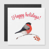 Prettige feestdagen Bullfinch en rode bessen, (Voorkant / Achterkant)