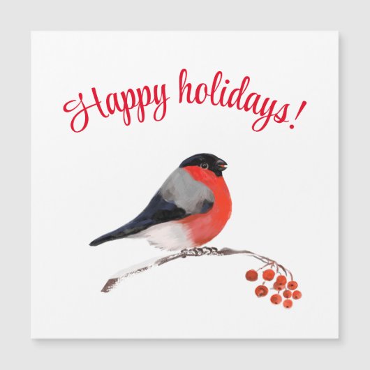Prettige feestdagen Bullfinch en rode bessen, (Voorkant)