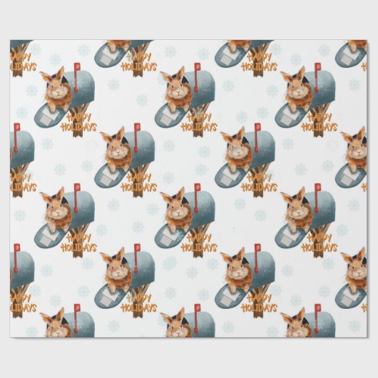 Prettige feestdagen Bunny Cadeaupapier (Vlak)
