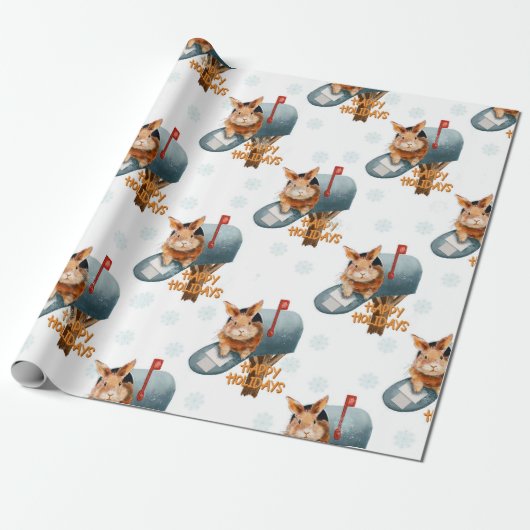 Prettige feestdagen Bunny Cadeaupapier (Uitgerold)