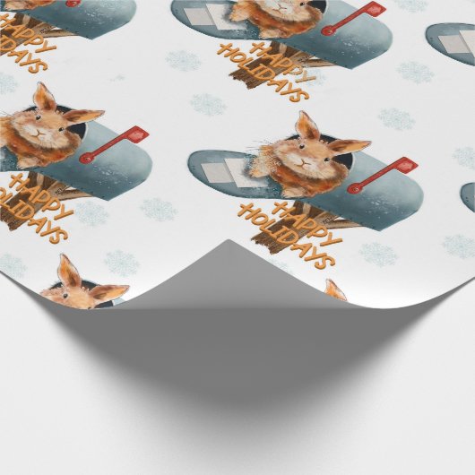 Prettige feestdagen Bunny Cadeaupapier (Hoek)