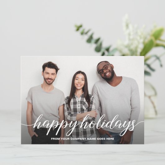 Prettige feestdagen Business Christmas Team Foto Feestdagenkaart (Staand voorkant)