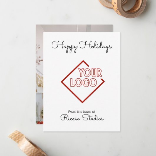prettige feestdagen Business Corporation Logo Notitiekaartje (Voorkant / Achterkant in situ)