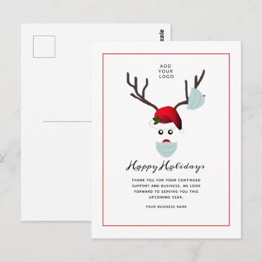 prettige feestdagen Business Logo kerstrenrender Briefkaart (Voorkant / Achterkant)