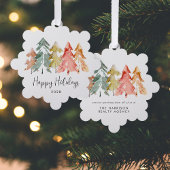 Prettige feestdagen Business Pine Trees Ornament Kaart