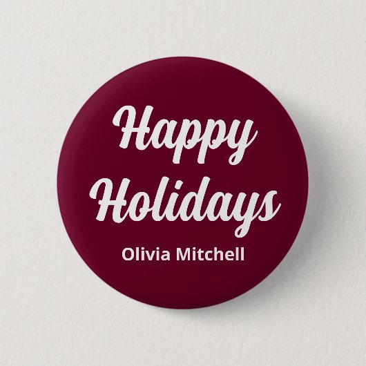 Prettige feestdagen Button Dark Burgundy (Voorkant)