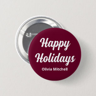 Prettige feestdagen Button Dark Burgundy
