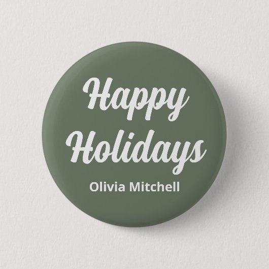 Prettige feestdagen Button Muted Greenish Grey (Voorkant)