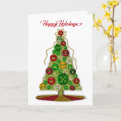 prettige feestdagen, Buttonnen boom, allemaal, Cra Kaart (Gele Bloem)