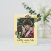 prettige feestdagen cactus paar foto feestdagenkaart (Staand voorkant)